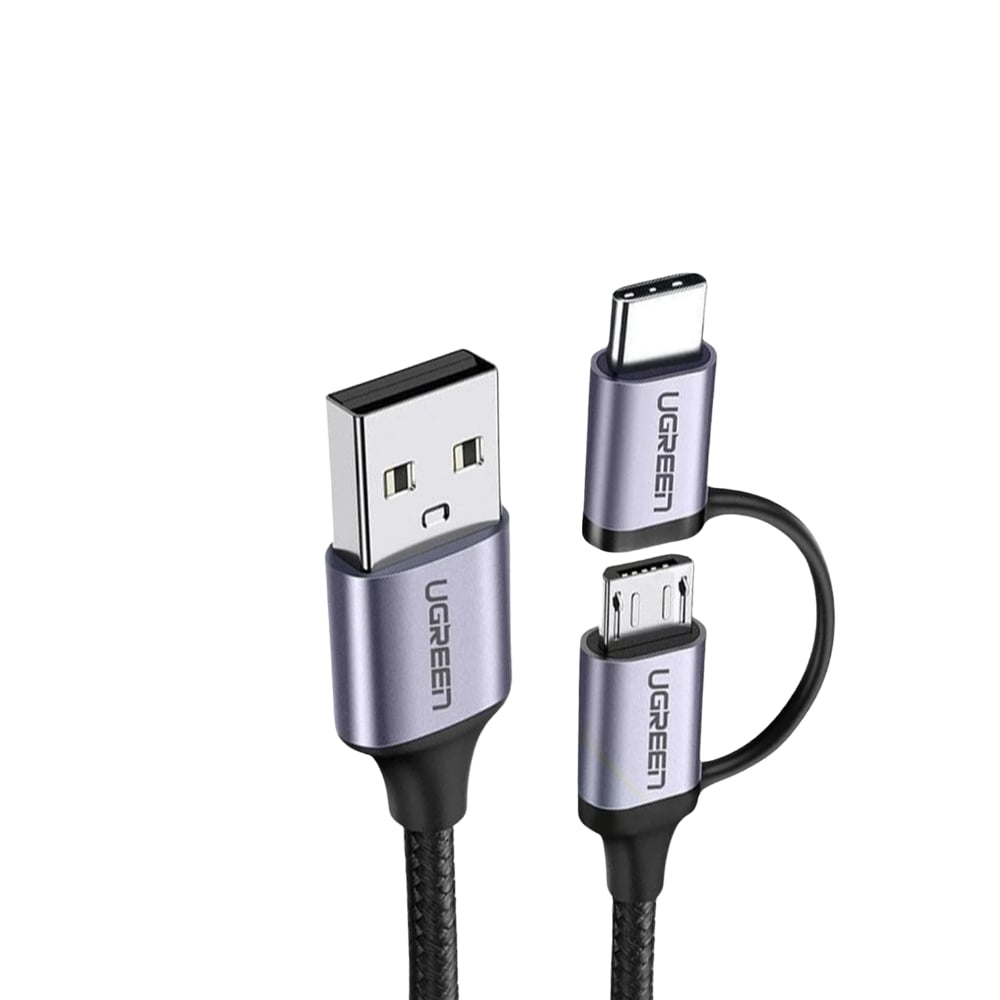 UGREEN 30875 USB-A to Micro USB + USB-C Cable 1m – Black – photo 1 of 3