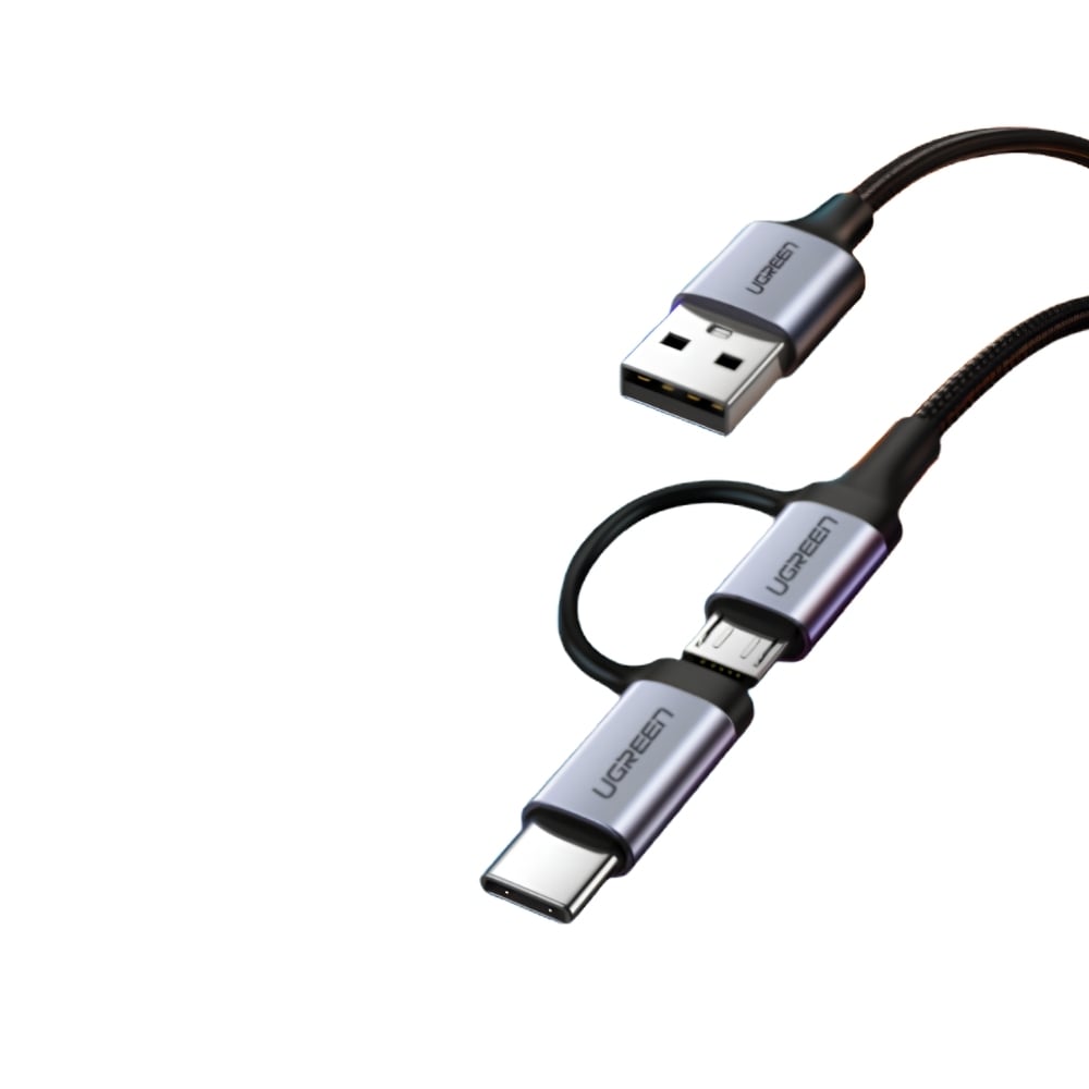 UGREEN 30875 USB-A to Micro USB + USB-C Cable 1m – Black – photo 2 of 3