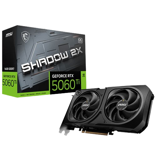MSI GEFORCE RTX5060TI SHADOW 2X OC PLUS 16GB GDDR7X GRAPHICS CARD