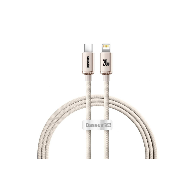 Baseus Crystal Shine Type C – Lightning Fast Charging Data Cable 1.2m Pink – CAJY001304